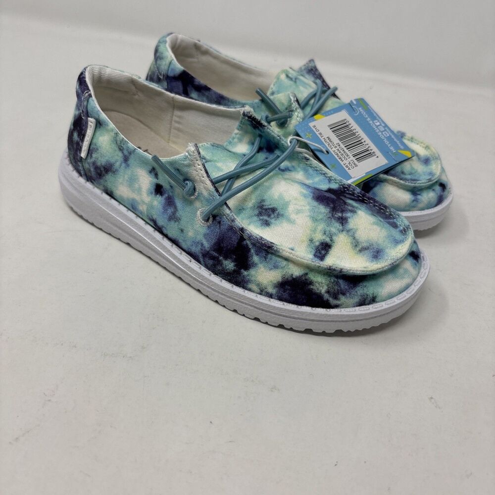 Hey Dude Wendy Youth Tie Dye Ocean Storm Girls Size K11 Slip On Shoes NWT